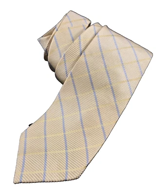 Corbata para hombre Tom James Executive Collection seda oro amarillo azul cruz rayas Foto 1 de 4
