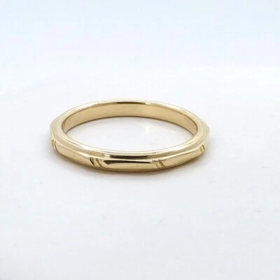 14k Gold Wedding Band Engagement Ring Safety Guard Thin Ribbed sz6 - Image 1 of 4