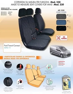 FORD TRANSIT CONNECT 3 POSTI DAL 2013-> COPRISEDILI ANTERIORI IN COTONE NERO 230 - Bild 1 von 1