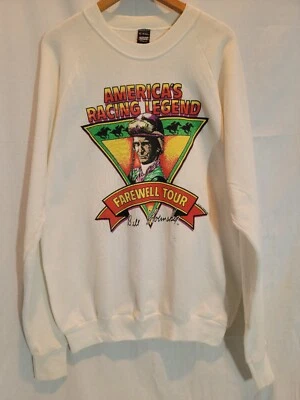 Bill Shoemaker Sweatshirt Mens White Large Tall Crewneck Farewell Tour Vintage - Image 1 of 4