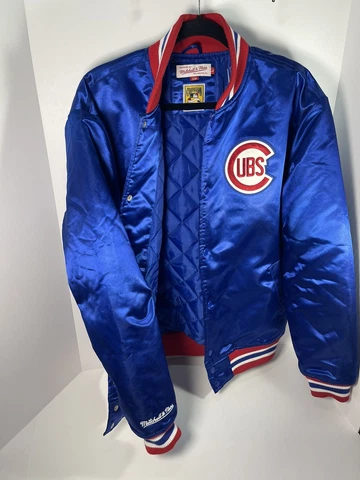 Chicago Cubs Mitchell Ness Jacket L CooperstownCollection Insulated Lining Warm Cover