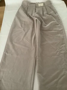Abercrombie & Fitch Womens Ultra High Wide Leg Beige Trouser Size 8R - Picture 1 of 8
