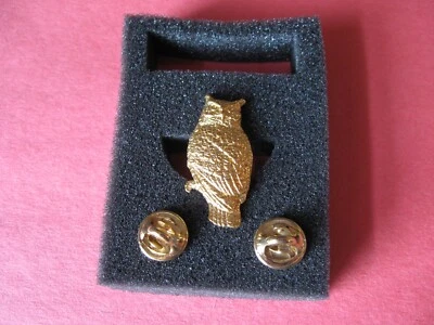  "GREAT HORNED OWL" Pewter Broach/Lapel/Hat/Pin-GG Harris-1988 #360  Gold Finish - Image 1 of 4