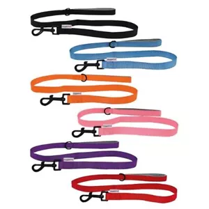 HugglePets Dog Lead Padded Nylon with Handle - Black Red Purple Blue Pink Orange - Picture 1 of 30