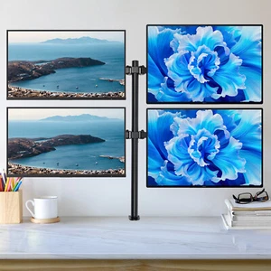 4 Supporto Schermo Display Supporto Altezza Regolabile Ufficio Supporto Tavolo - Foto 1 di 22