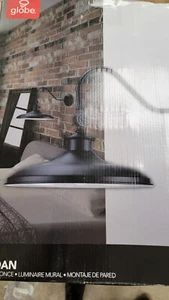 Globe Electric Aedan Single Light 13" Wide Wall Sconce Gooseneck | Black | 44095 - Picture 1 of 6