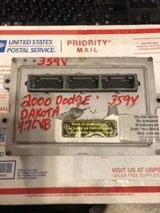 2000 00 DODGE DAKOTA 4.7L V8 AT ENGINE COMPUTER ECM ECU PCM 56040359V 359 - Picture 1 of 3