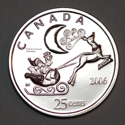 Canada 2006 P Santa in Sleigh BU Colored 25 cent Canadian Coloured Quarter UNC - Image 1 of 2