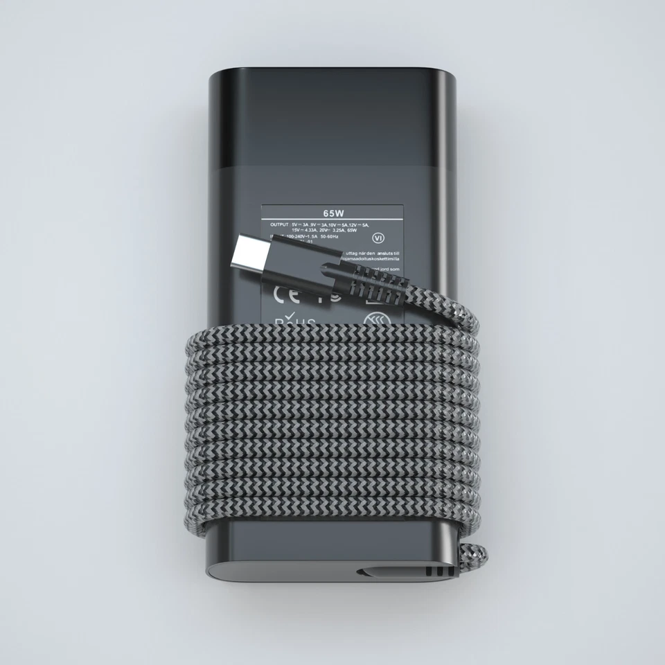 New Slim 65W Laptop Charger USB C For HP Elitebook x360, Pavilion Envy Elite x2 - Image 1 of 4