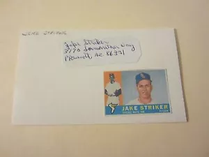 Tarjeta índice firmada autografiada por Jake Striker (m. 2013) 3X5 MLB béisbol Medias Blancas - Imagen 1 de 2