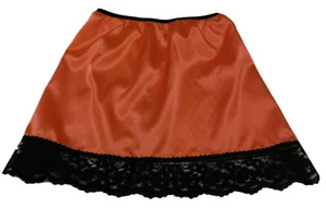 ORANGE shiny SATIN black lace waist HALF SLIP petticoat 4 lengths 6 sizes - Bild 1 von 1