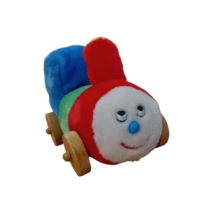 Vintage 80s Eden Toys 8" Plush Train W/ Moving Wooden Wheels - Bild 1 von 8