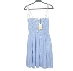 Prendisole Kourt blu e bianco Gingham cotone M Cottagecore Marilyn Monroe picnic - Foto 1 di 10