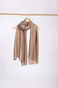 Supersoft Scarf Beige White Football Texture Weave Featherlight Cashmere - Picture 1 of 5