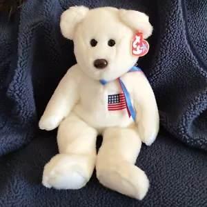 Ty Beanie Babies Buddies Rare Libearty the USA Bear Retired USA Flag Tagged - Picture 1 of 2