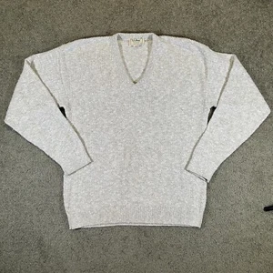 Vintage LL Bean V Neck Sweater Beige Cotton & Rayon Mens Large Made In USA 80s - Picture 1 of 9