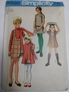 Wrap Jumper Dress Scarf Girls 8 Simplicity 8998 Sewing Pattern 70s Cut VTG Retro - Picture 1 of 6