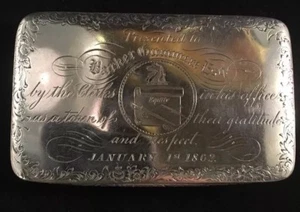 Coin Silver Snuff Box Barker Gummere Esq Lawyer Trenton New Jersey 1862 - Picture 1 of 12