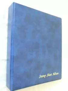 BLUE LUXURY PADDED 4-RING 'STAMP SHEET ALBUM' & PAGES, EXCELLENT CONDITION - Picture 1 of 2
