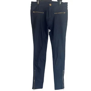 Pantalones ajustados Lumiere nuevos con etiquetas brillantes azul marino imitación cuero recubiertos con cremallera talla MD - Imagen 1 de 10