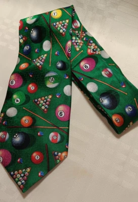 CORBATA PURITANA PARA HOMBRE HECHA A MANO 100 % SEDA - Novedad - Tema - BILLAR Foto 1 de 4