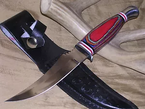 RED MULTI BUFFALO SKINNER BOWIE HUNTING KNIFE W/ SHEATH CASE !!! - Picture 1 of 5
