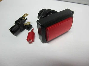 5x ARCADE 25mm RECTANGLE pushbutton with LED wedge light - RED - (in) - Picture 1 of 2