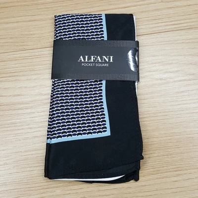Cuadrado de bolsillo ALFANI para hombre negro geométrico micro punto geo Foto 1 de 3