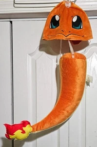 Pokémon Charmander Kostümset für Erwachsene aufblasbarer Schwanz Beanie Mütze Figur Gesicht - Bild 1 von 3