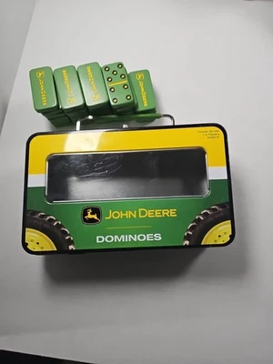 John Deere Dominoes Set Collector Tin 2005 Yellow & Green 28 Pieces No Manual - Image 1 of 4
