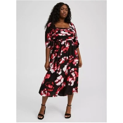 Torrid Milkmaid Midi Bodice Dress Size 2X Floral Dark Cottagecore Peasant - Image 1 of 4