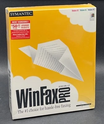 Symantec WinFax Pro Version 9.0 BRAND NEW FACTORY SEALED vintage Windows PC - Image 1 of 4