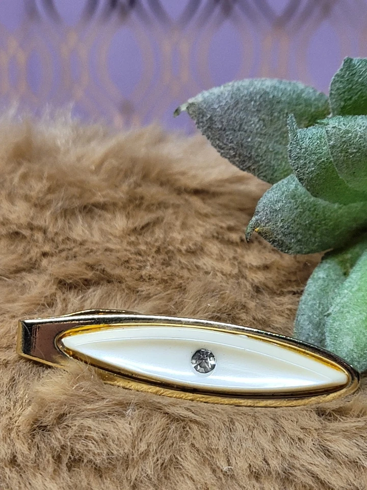 Clip de barra de corbata vintage Estate acrílico con estrás bonita pieza Foto 1 de 4