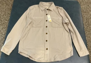 C & C California Women’s M Tan & White Button Up Soft Shirt With Pockets NWT $58 - Picture 1 of 9