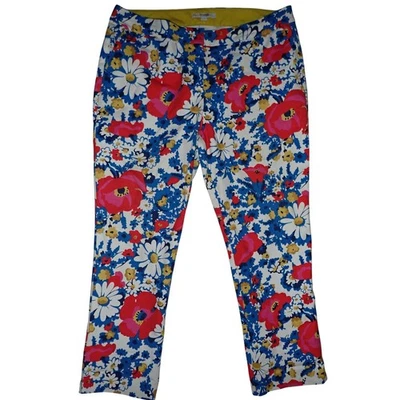Boden Womens Richmond Ankle Floral Pants Size 14L Poppy Colorful Career Stretch - Image 1 of 4