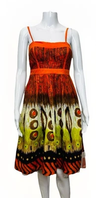 Новый $195 KATIA оранжевый коричневый сарафан платье со сборками дизайнерский хлопок M скидка - Изображение 1 из 4