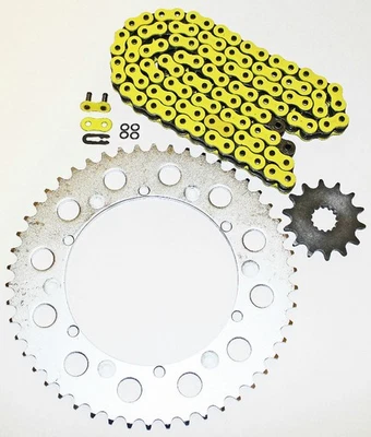 Cadena de anillo amarillo y piñón para 98 Yamaha WR400F 400 F / YZ400F 400 15/48 114L Foto 1 de 4