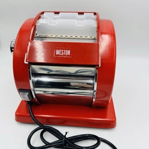 Weston Deluxe Electric Pasta Machine 9 Settings Heavy Duty 01-0601-W Red C Video - Picture 1 of 13