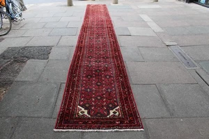 Vintage traditionell handgefertigt orientalisch rot Wolle lang schmal Läufer 630x80cm - Bild 1 von 21