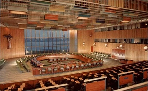 Tarjeta postal vintage de la Cámara del Consejo de Administración Fiduciaria de la Ciudad de Nueva York de Nueva York s747 - Imagen 1 de 2