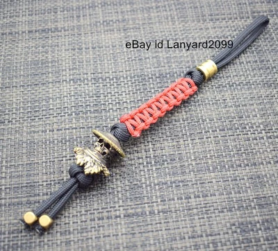 Handmade Paracord Knife Lanyard with Brass Swordsman Bead / Keychains Pendant - Image 1 of 4
