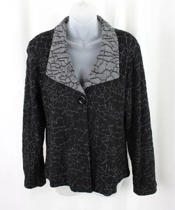 Andria Lieu Women's Black Grey Print Knit Jacket Size S - Picture 1 of 4