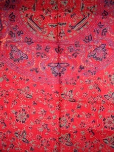 Block Printed Shawl Mandala 24 x 66 Fire Engine Red - Picture 1 of 2
