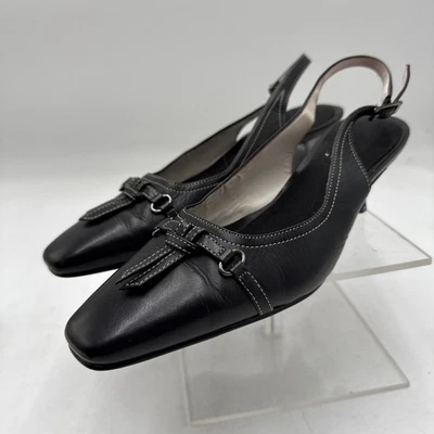 Aerosoles Leather Heels Womens 7.5M Pointed Toe Back Strap Bow Tie - Image 1 of 4