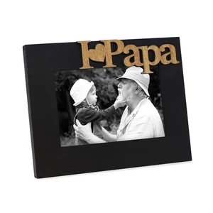 Black Wood Sentiments “I Love Papa” / I Heart Papa Picture Frame, 4x6 inch, P... - Picture 1 of 4