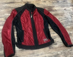 Harley Davidson Bikerjacke Damen Y2K 00s Small Motorrad rot und schwarz - Bild 1 von 15