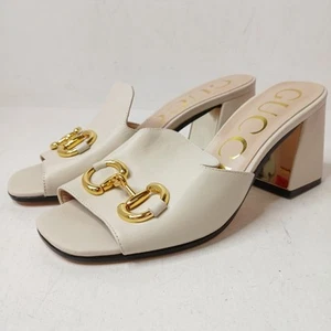 Gucci Horsebit Mules Sandals Heels Size UK 6 EU 39 Cream Gold Designer RMF02-CAP - Picture 1 of 10