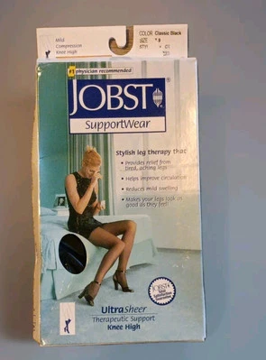 Suporte JOBST compressão leve 8-15 mmHg preto altura do joelho tamanho 7-9 NOVO - Imagem 1 de 4