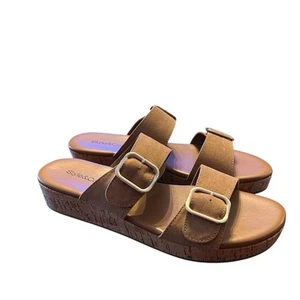 Style & Co Temppestt Slip On Double Buckle Wedge Sandals Retro NEW 9 - Picture 1 of 9
