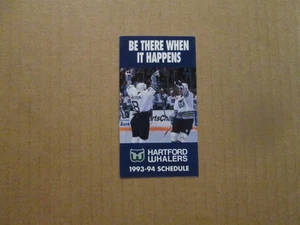 NHL Hartford Whalers Vintage Defunct Circa 1993-94 Team Logo Pocket Schedule - Bild 1 von 2